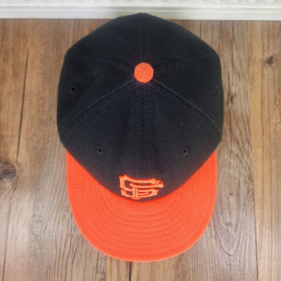 SF Giants New Era 59fifty USA Made Fitted 7 1/8" On Field Hat Cap Black Orange - Picture 7 of 10